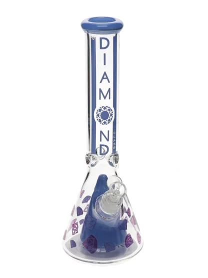 14" Pyramid Perc Water Pipe by Diamond Glass - Milk Blue
