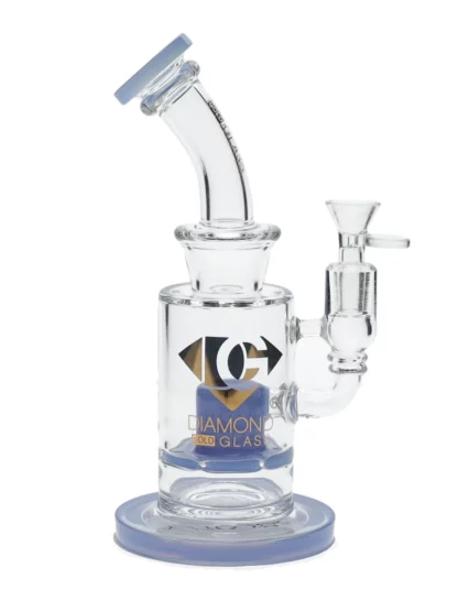 10" Chunk Colored Slit Perc Dab Rig by Diamond Glass - Milk Blue