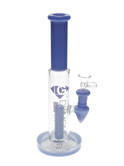 10" Cylinder Straight Tube Water Pipe by Diamond Glass - Milk Blue