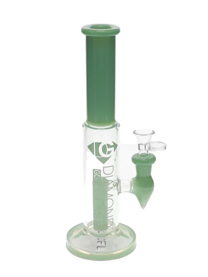 10" Cylinder Straight Tube Water Pipe by Diamond Glass - Milk Green