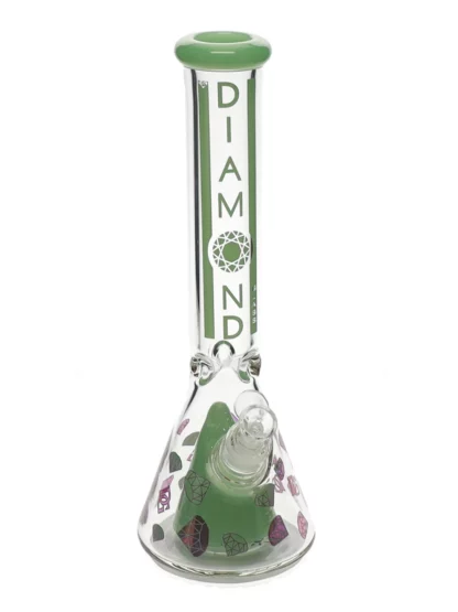 14" Pyramid Perc Water Pipe by Diamond Glass - Milk Green