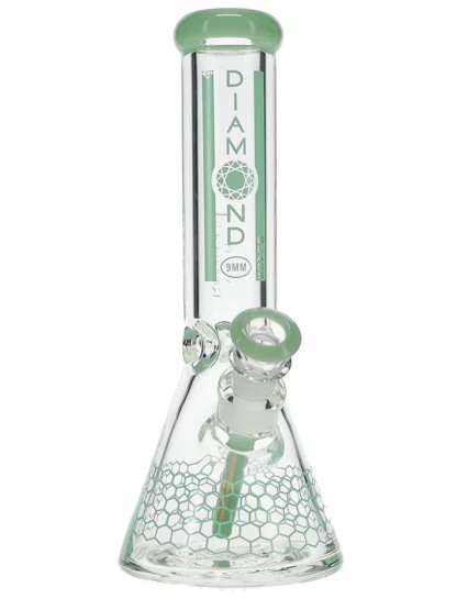 12" Dalmont No Perc Thick Joint Beaker Water Pipe by Diamond Glass - Milk Green