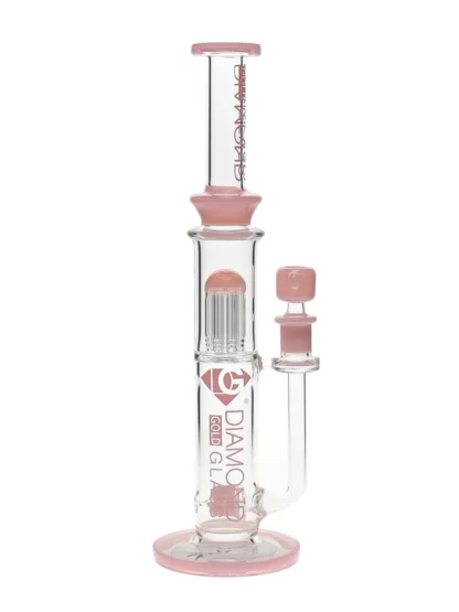 16" 8-Arm Tree Perc Water Pipe by Diamond Glass - Pink