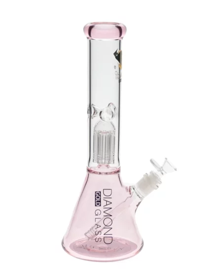 12" Mansion Tree Perc Water Pipe by Diamond Glass - Pink