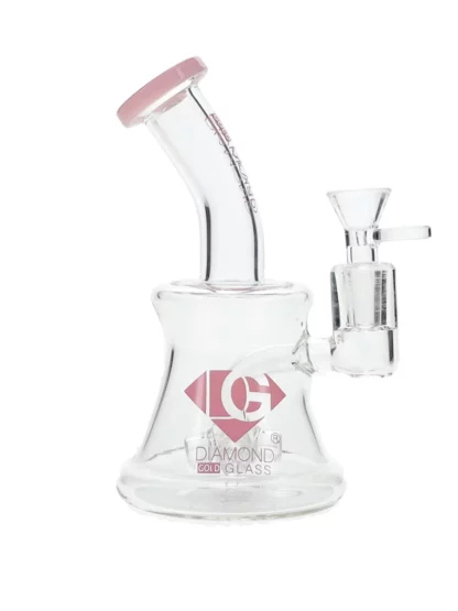 7" Cross Percolator Dab Rig by Diamond Glass - Pink