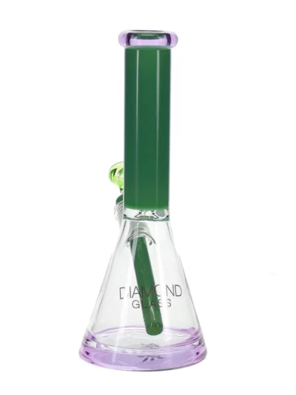 11" Fleek Beaker Bong by Diamond Glass - Purple Green