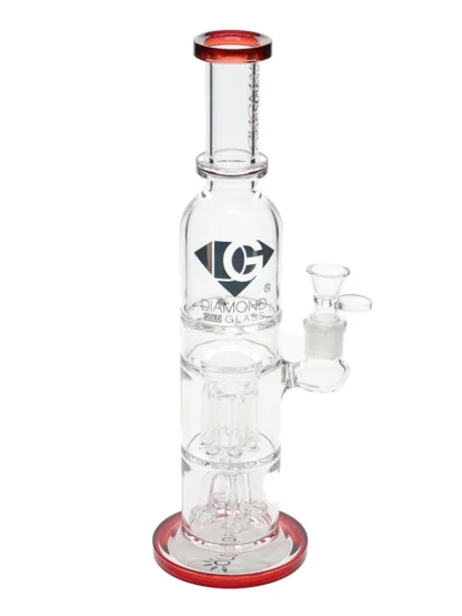 14.5" Triple Chamber Water Pipe by Diamond Glass - Red