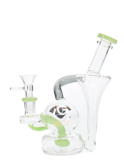 5" Lito Recycler Dab Rig by Diamond Glass - Slymegreen