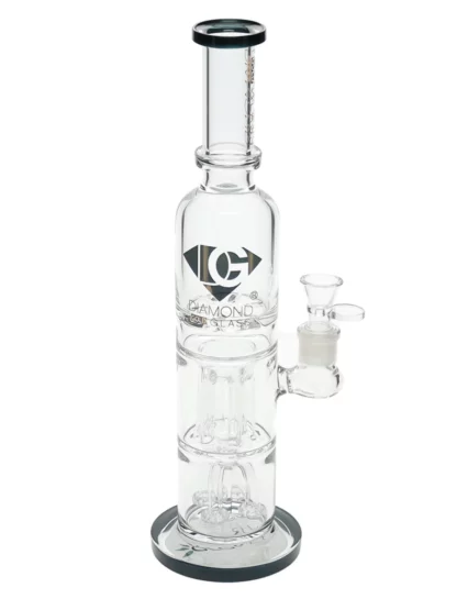 14.5" Triple Chamber Water Pipe by Diamond Glass - Starry Grey