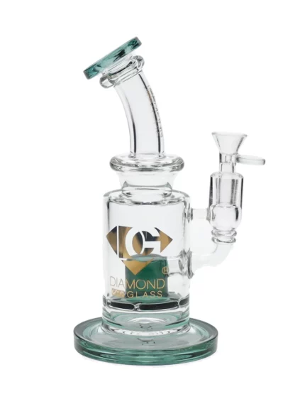 10" Chunk Colored Slit Perc Dab Rig by Diamond Glass - Teal
