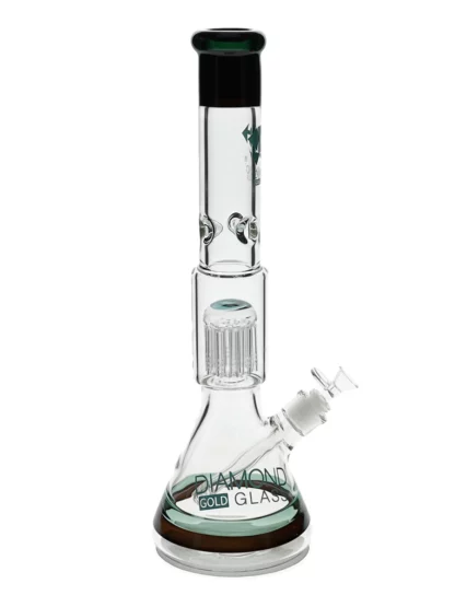 17" Double Tone Tree Perc Beaker Water Pipe by Diamond Glass - Teal