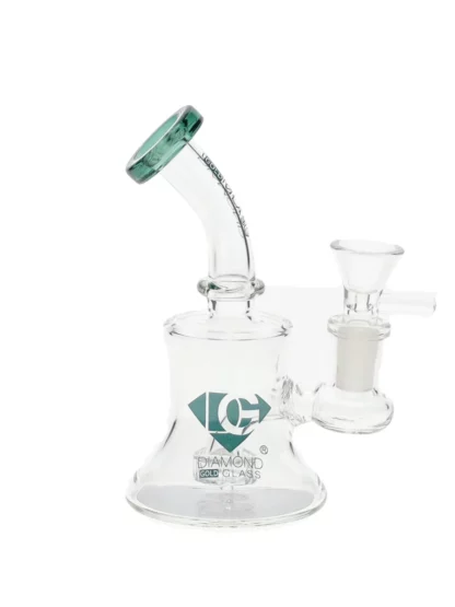 6" Showerhead Perc Mini Dab Rig by Diamond Glass - Teal