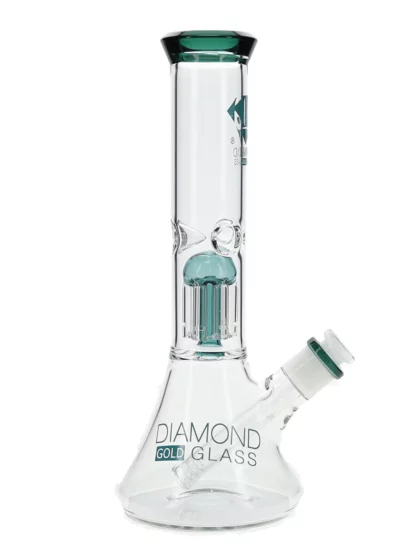 11″ Clear Mansion Showerhead Beaker Bong by Diamond Glass - Teal