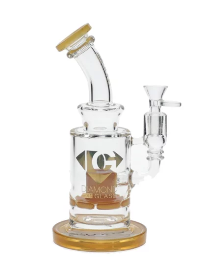 10" Chunk Colored Slit Perc Dab Rig by Diamond Glass - Topazine