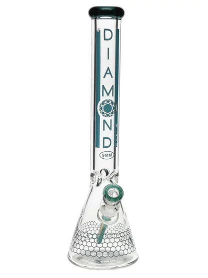 18" Dalmont No Perc Water Pipe by Diamond Glass - Teal