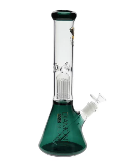 12" Mansion Tree Perc Water Pipe by Diamond Glass - Teal