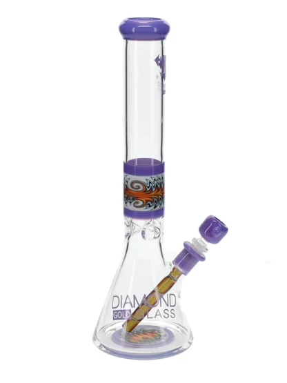 16" Wig Wag No Perc Beaker Water Pipe by Diamond Glass - Violet