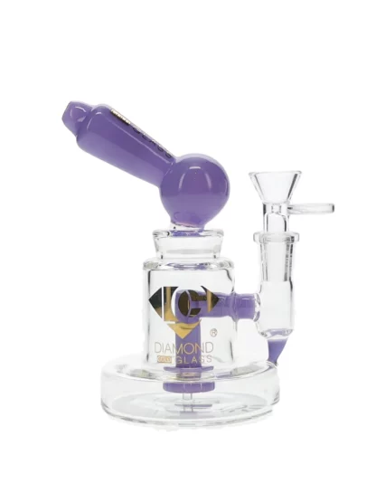 6" Galex Showerhead Perc Mini Dab Rig by Diamond Glass - Violet