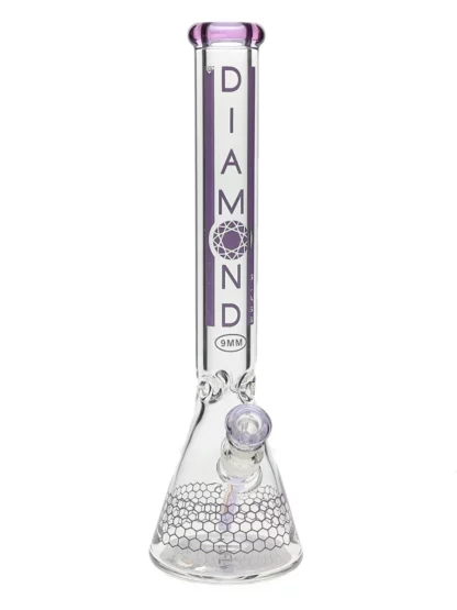 18" Dalmont No Perc Water Pipe by Diamond Glass - Violet