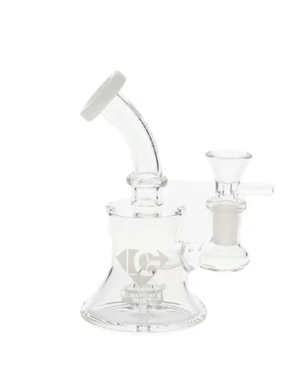6" Showerhead Perc Mini Dab Rig by Diamond Glass - White