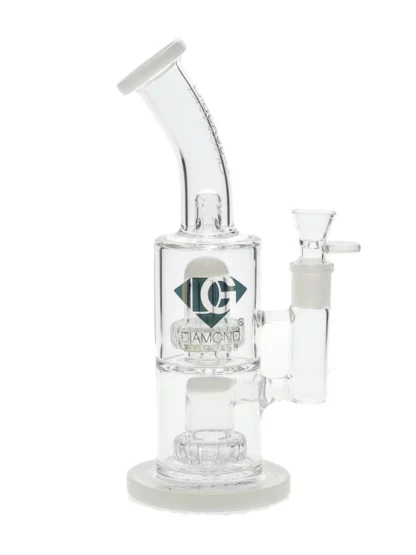12" Dube Double Matrix Showerhead Water Pipe by Diamond Glass - White