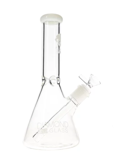 10 Clone Colored Mouthpiece Beaker Water Pipe by Diamond Glass White