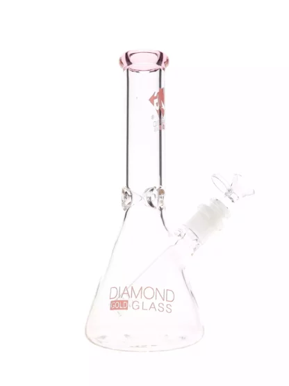 10 Clone Colored Mouthpiece Beaker Water Pipe by Diamond Glass pink