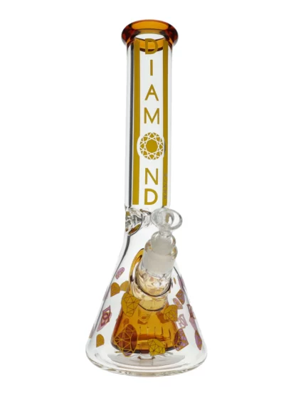 14" Pyramid Perc Water Pipe by Diamond Glass - Gold