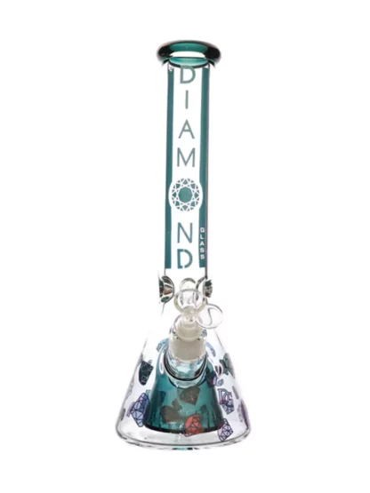 14" Pyramid Perc Water Pipe by Diamond Glass - Teal