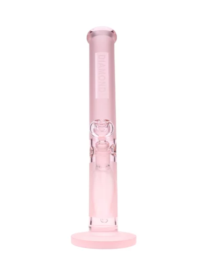16″ Straight Tube Sandblasted Water Pipe by Diamond Glass Pink