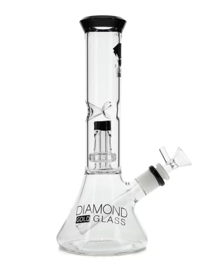 11" Clear Mansion Matrix Showerhead Beaker Bong by Diamond Glass - Black