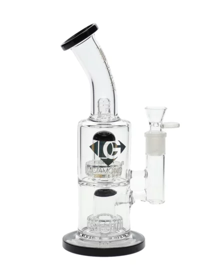 12" Dube Double Matrix Showerhead Water Pipe by Diamond Glass - Black