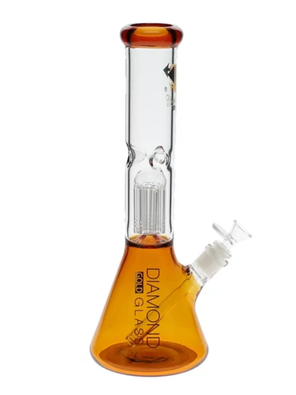 12" Mansion Tree Perc Water Pipe by Diamond Glass - Gold