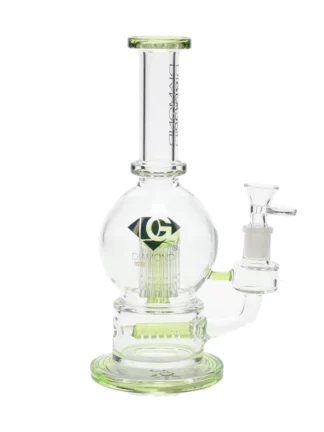 10" Orb Showerhead Dab Rig by Diamond Glass - Bright Green