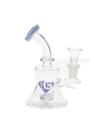 6" Showerhead Perc Mini Dab Rig by Diamond Glass - Milk Blue