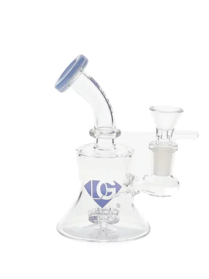 6" Showerhead Perc Mini Dab Rig by Diamond Glass - Milk Blue