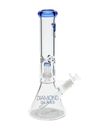 14" Daze Matrix Showerhead Perc Beaker Water Pipe by Diamond Glass - Blue Violet