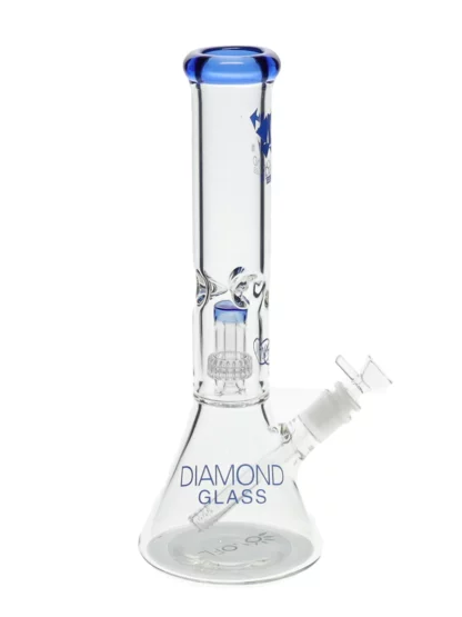 14" Daze Matrix Showerhead Perc Beaker Water Pipe by Diamond Glass - Blue Violet