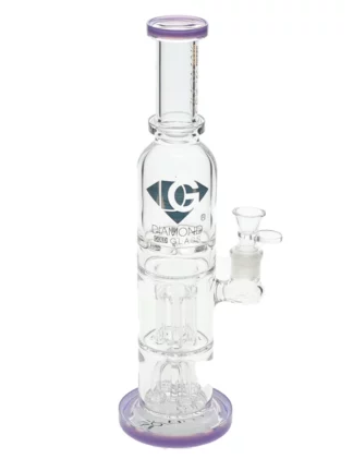 14.5" Triple Chamber Water Pipe by Diamond Glass - Violet