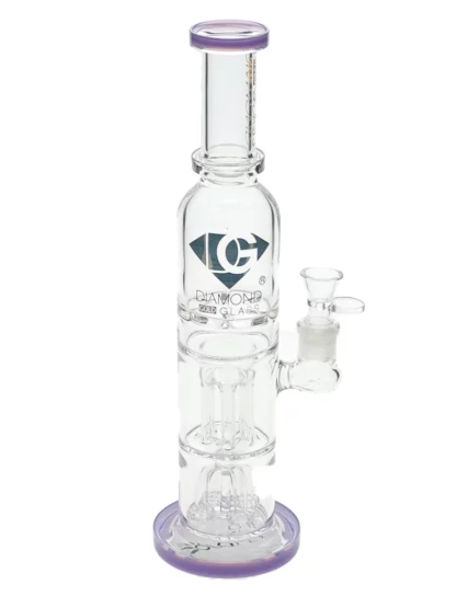 14.5" Triple Chamber Water Pipe by Diamond Glass - Violet