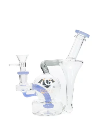5" Lito Recycler Dab Rig by Diamond Glass - Milk Blue
