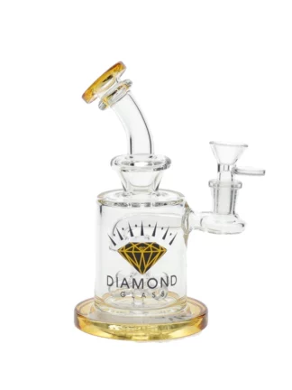 6" Cross Percolator Dab Rig by Diamond Glass - Gold
