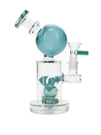 8" Sphere Bubble Showerhead Perc Dab Rig by Diamond Glass - Teal