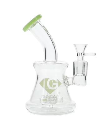 7" Cross Percolator Dab Rig by Diamond Glass - Slymegreen
