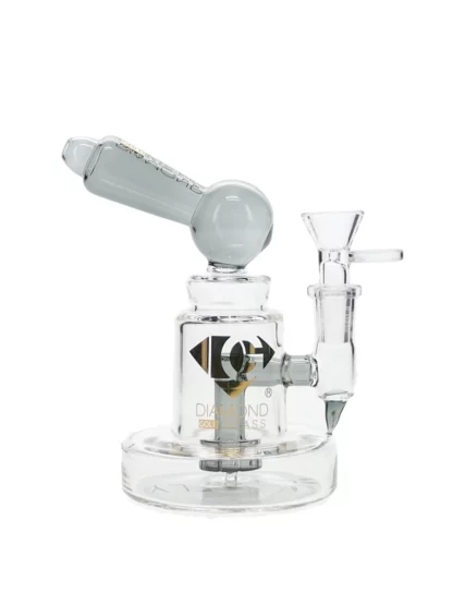 6" Galex Showerhead Perc Mini Dab Rig by Diamond Glass - Smokeblack