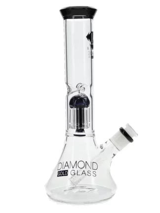 11″ Clear Mansion Showerhead Beaker Bong by Diamond Glass - Black