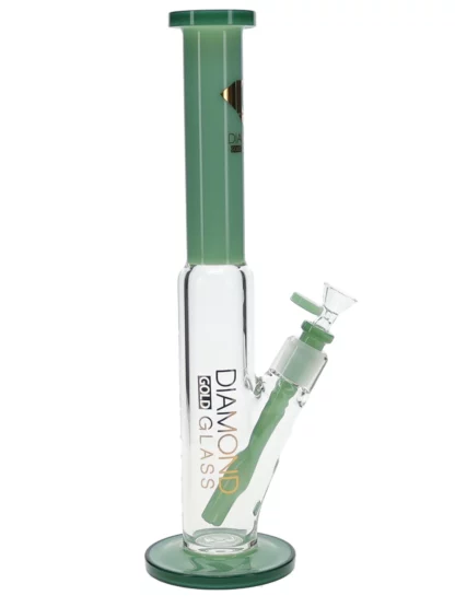 15" Slit Straight Tube Water Pipe by Diamond Glass - Milk Green