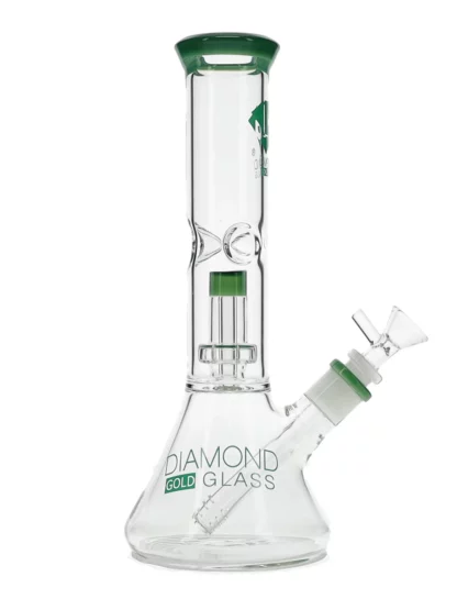 11" Clear Mansion Matrix Showerhead Beaker Bong by Diamond Glass