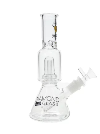 Diamond Glass 8" Beaker Showerhead Perc Water Pipe - Clear Yellow