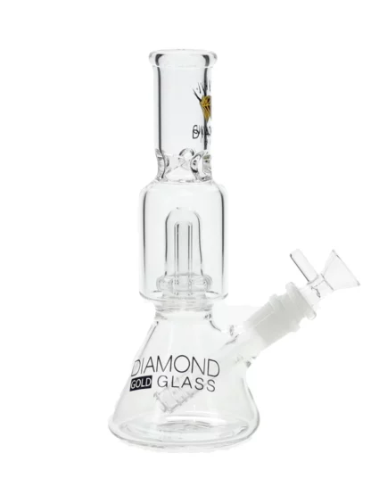 Diamond Glass 8" Beaker Showerhead Perc Water Pipe - Clear Yellow